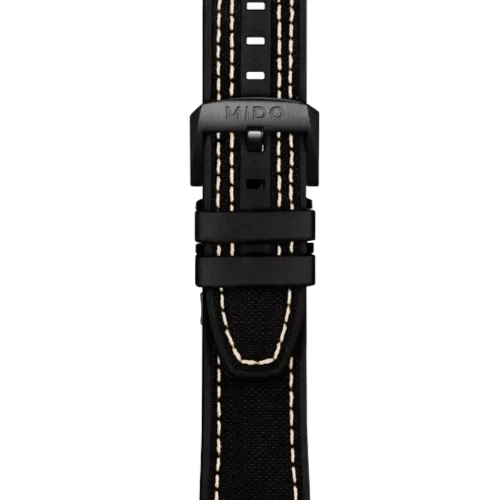 Bracelet Mido Multifort Chronometer 22/20 en silicone noir avec surpiqûres beiges - M603016576
