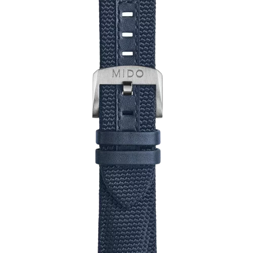 Bracelet Mido Ocean Star Tribute 22/20 en textile et cuir bleu - M604018063