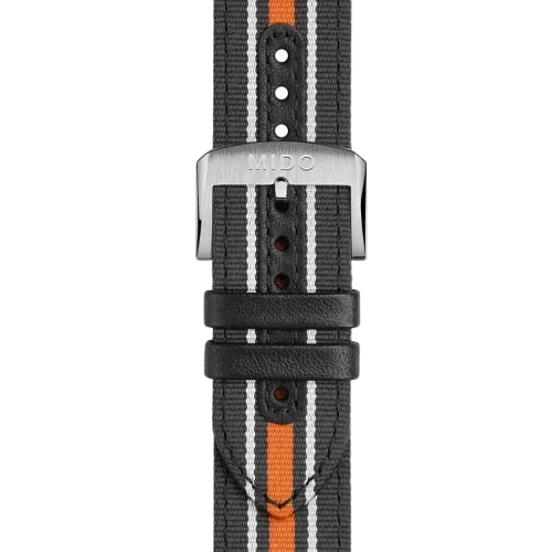 Bracelet Mido Ocean Star 22/22 en textile et cuir noir orange - M604018268