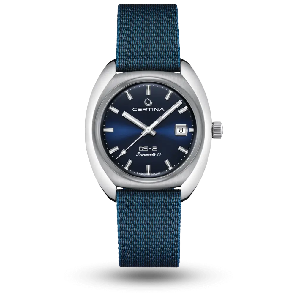 Montre Certina DS-2 Powermatic 80 Bleu sur Bracelet textile - C024.407.18.041.00