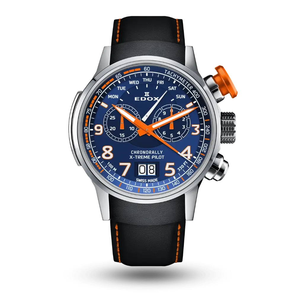 Montre Edox Chronorally X-Treme Pilot Chronographe Quartz Bleu - 38001-TINOCA-BUO3
