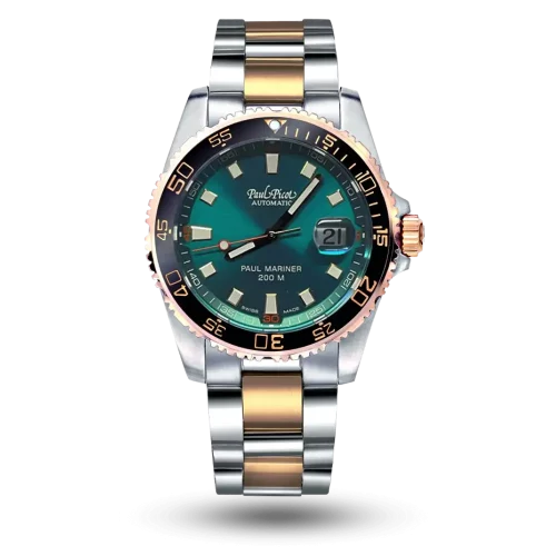 Paul Picot Paul Mariner III Bleu, Bicolore Or jaune 18k sur Bracelet métal – P4352.SRG.CN.4004.6624