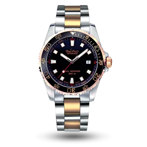 Paul Picot Paul Mariner III Noir, Bicolore Or jaune 18k sur Bracelet métal – P4352.SRG.CN.4004.3624