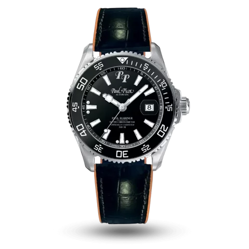 Paul Picot Paul Mariner 5 COSC Newton Noir, Bracelet cuir doublé caoutchouc – 4354S.CN.311-R382