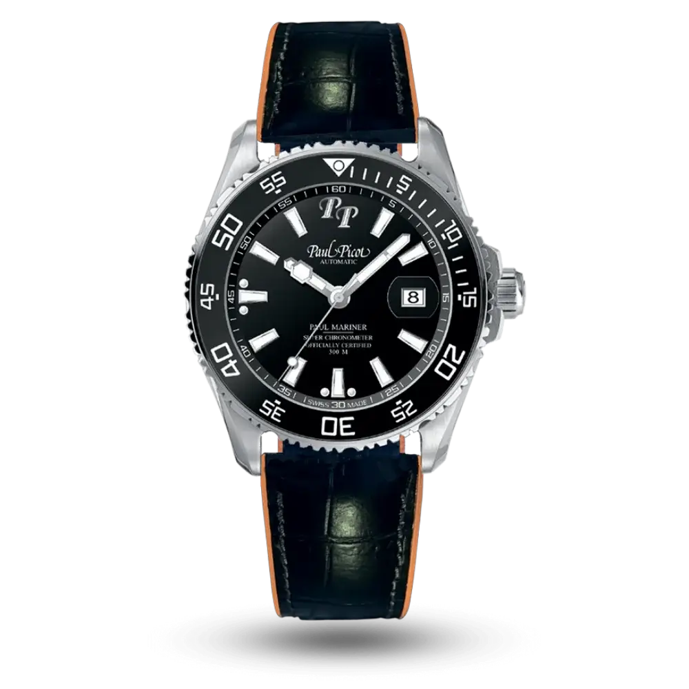 Paul Picot Paul Mariner 5 COSC Newton Noir, Bracelet cuir doublé caoutchouc – 4354S.CN.311-R382