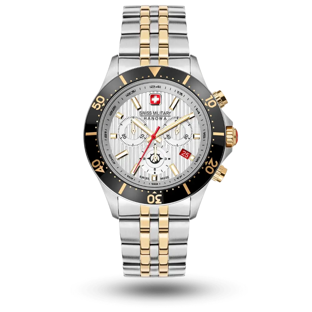 Montre Swiss Military Hanowa Flagship X Chrono Blanc bicolore doré – SMWGI2100760