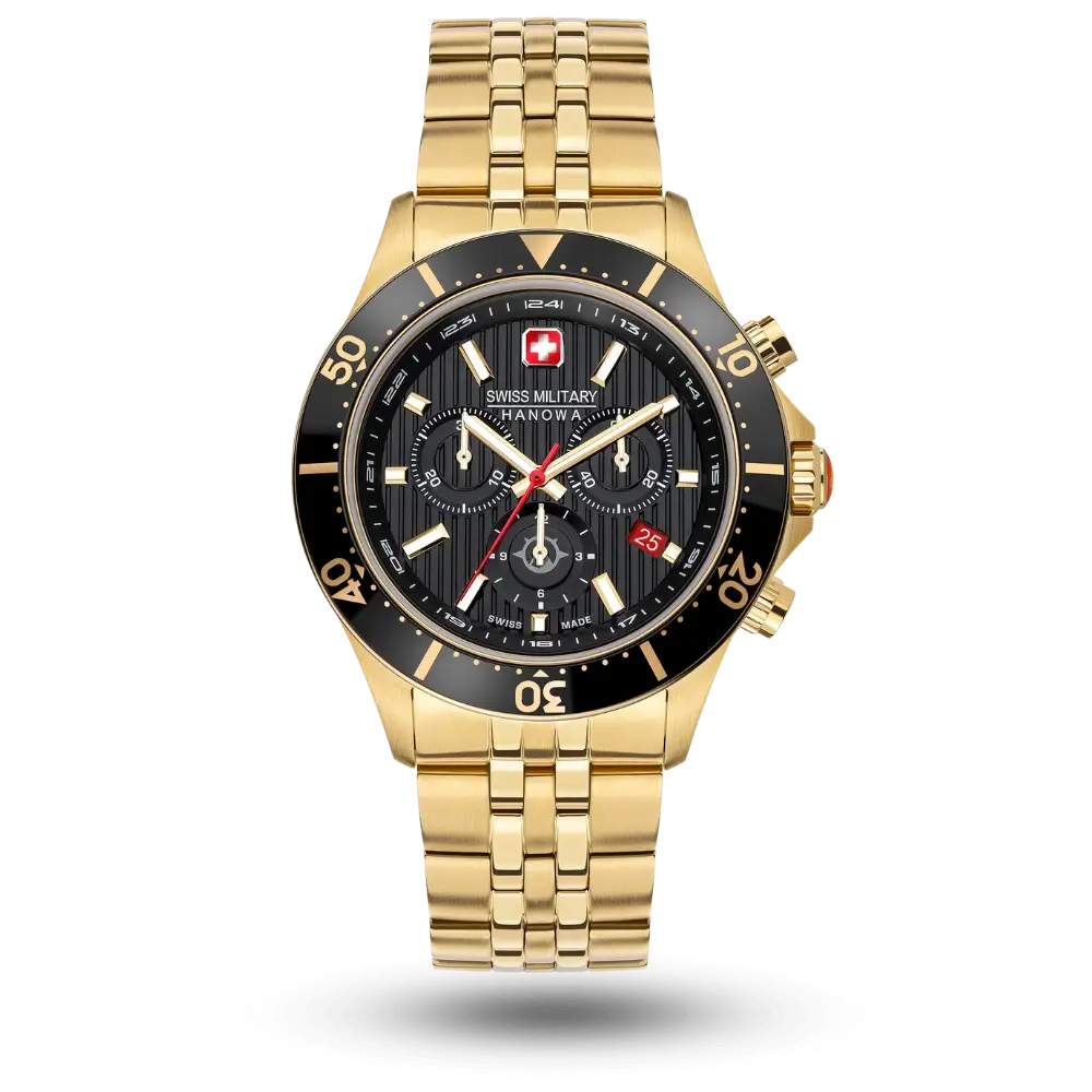 Montre Swiss Military Hanowa Flagship X Chrono Noir, PVD or jaune – SMWGI2100710