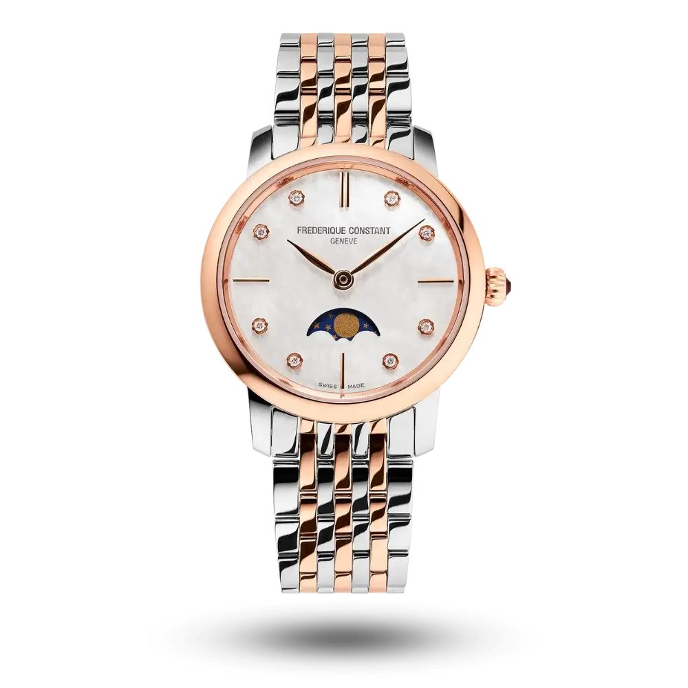 Montre Frederique Constant Slimline Ladies Moonphase Diamond Bicolore rose - FC-206MPWD1S2B