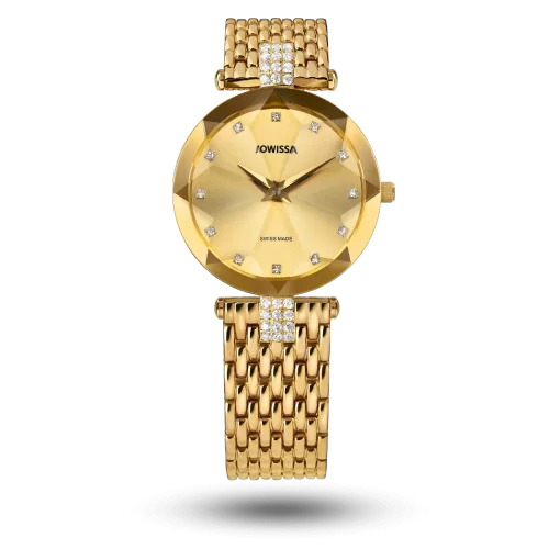 Montre Jowissa Facet Strass Ø30mm Doré sur bracelet métal doré – J5.629.M