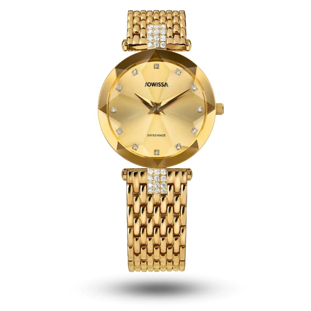 Montre Jowissa Facet Strass Ø30mm Doré sur bracelet métal doré – J5.629.M