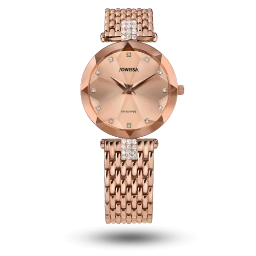 Montre Jowissa Facet Strass Ø30mm Rosé sur bracelet métal rosé – J5.773.M