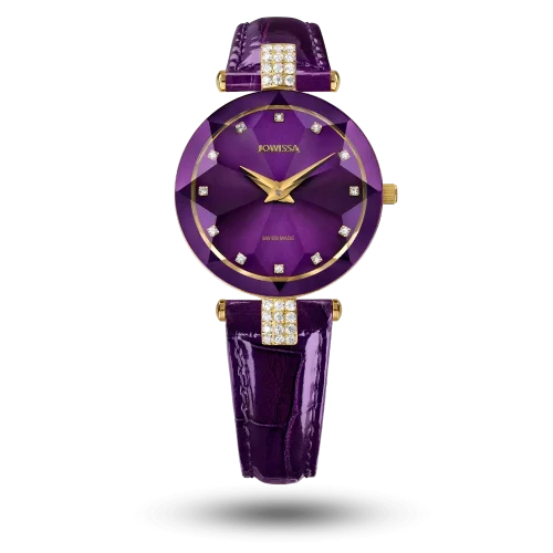 Montre Jowissa Facet Strass Ø30mm Violet sur bracelet cuir – J5.616.M