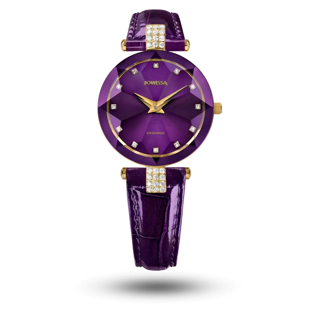 Montre Jowissa Facet Strass Ø30mm Violet sur bracelet cuir – J5.616.M