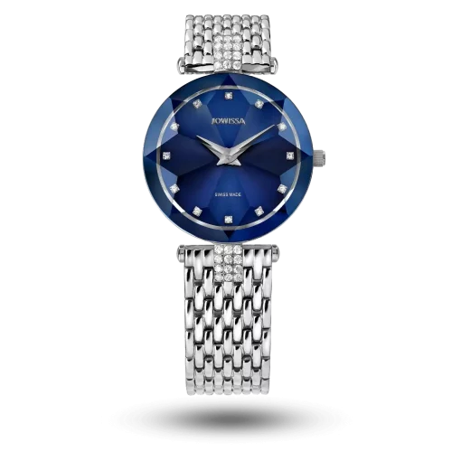 Montre Jowissa Facet Strass Ø30mm Bleu sur bracelet métal – J5.703.M