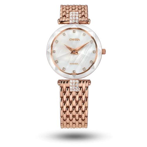 Montre Jowissa Facet Strass Ø30mm Nacre blanc sur bracelet métal – J5.636.M