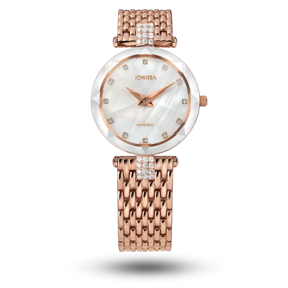Montre Jowissa Facet Strass Ø30mm Nacre blanc sur bracelet métal – J5.636.M