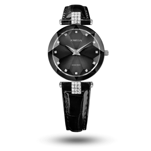 Montre Jowissa Facet Strass Ø30mm Noir sur bracelet cuir – J5.620.M