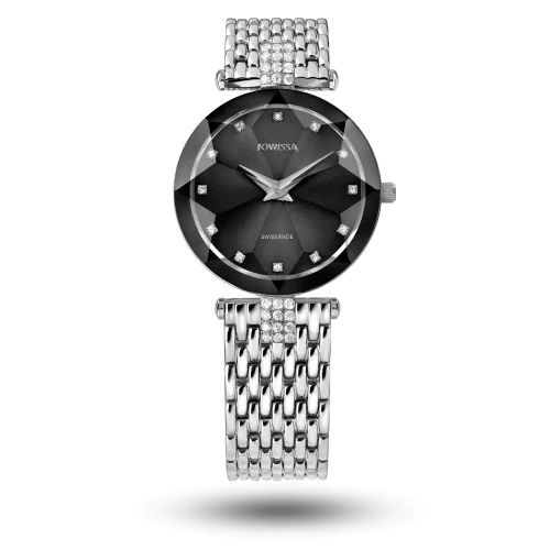 Montre Jowissa Facet Strass Ø30mm Noir sur bracelet métal – J5.637.M