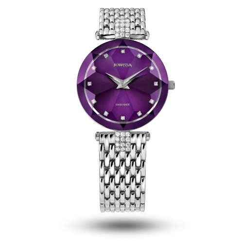 Montre Jowissa Facet Strass Ø30mm Violet sur bracelet métal – J5.702.M