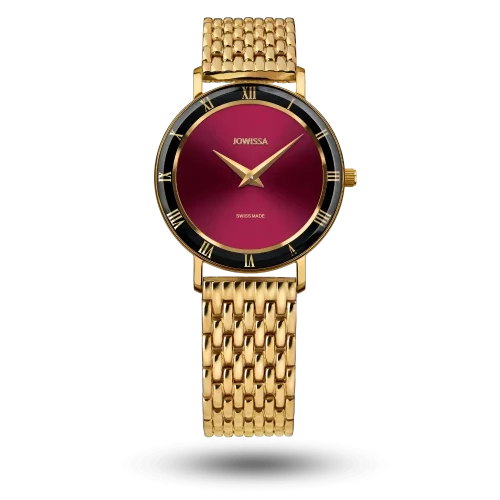 Montre Jowissa Roma Ø30mm Bordeaux sur Bracelet métal doré – J2.291.M