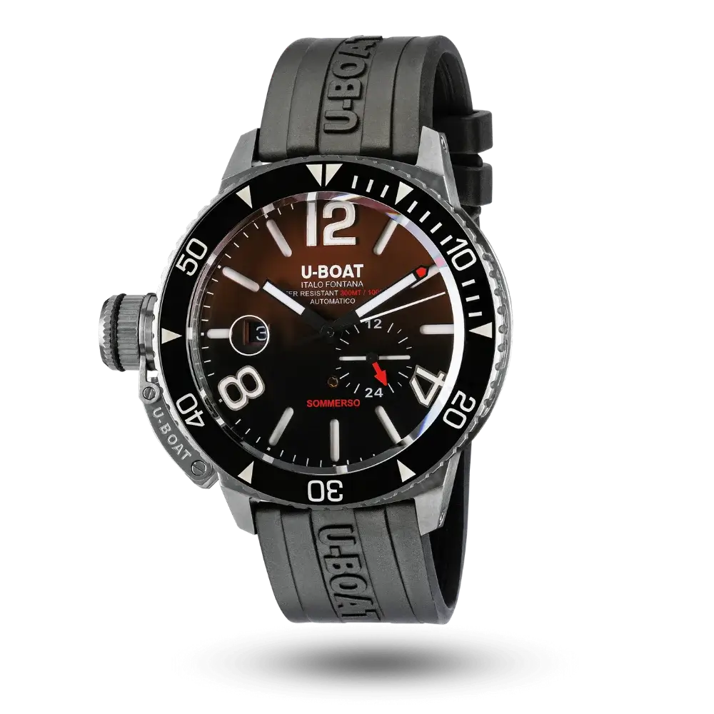 U-Boat Sommerso Ceramic 46mm Bordeaux, Bracelet caoutchouc – 9521